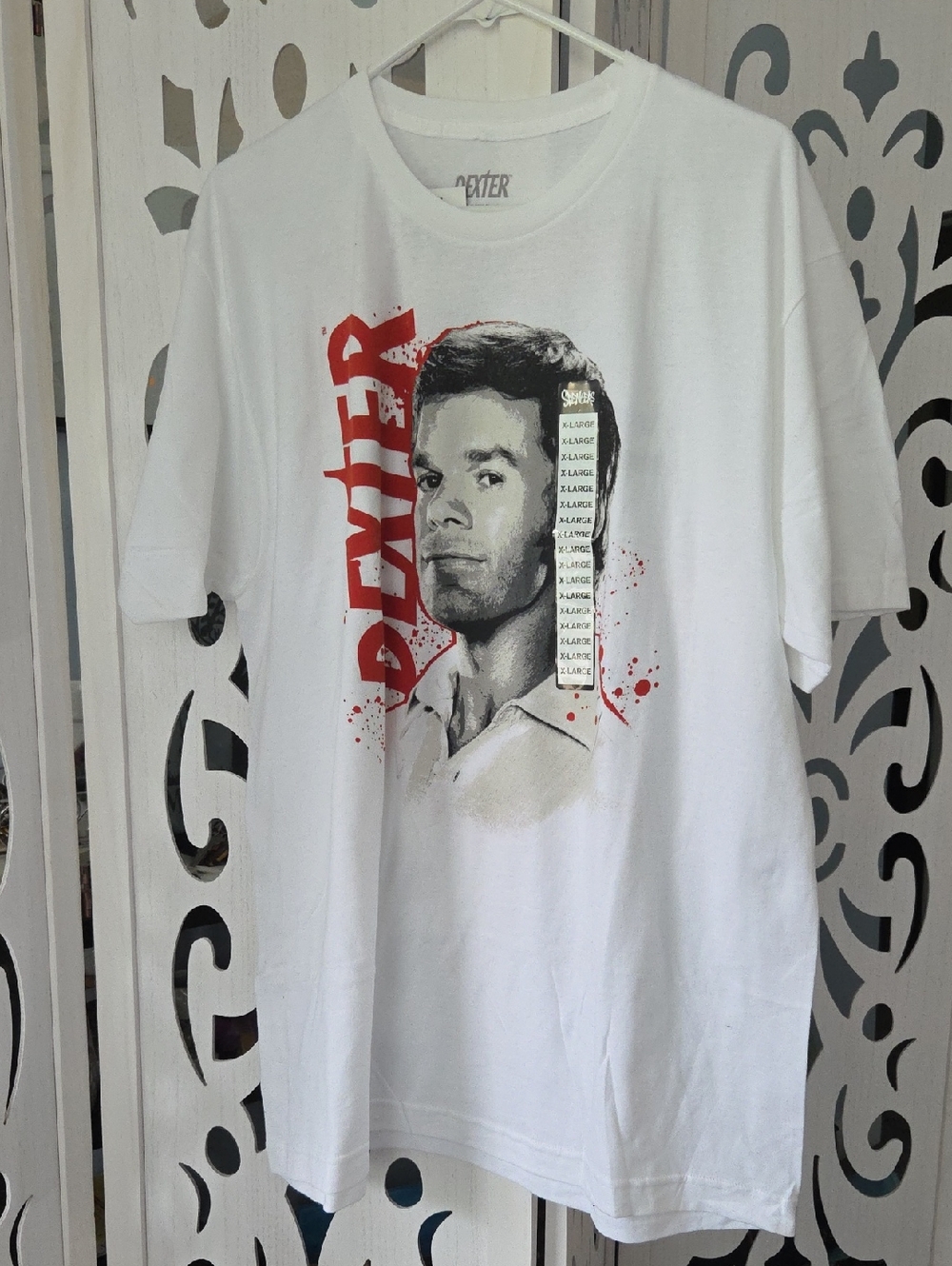NWT Dexter Harry’s Code Graphic Tee Shirt XL White Double Sided TV Show